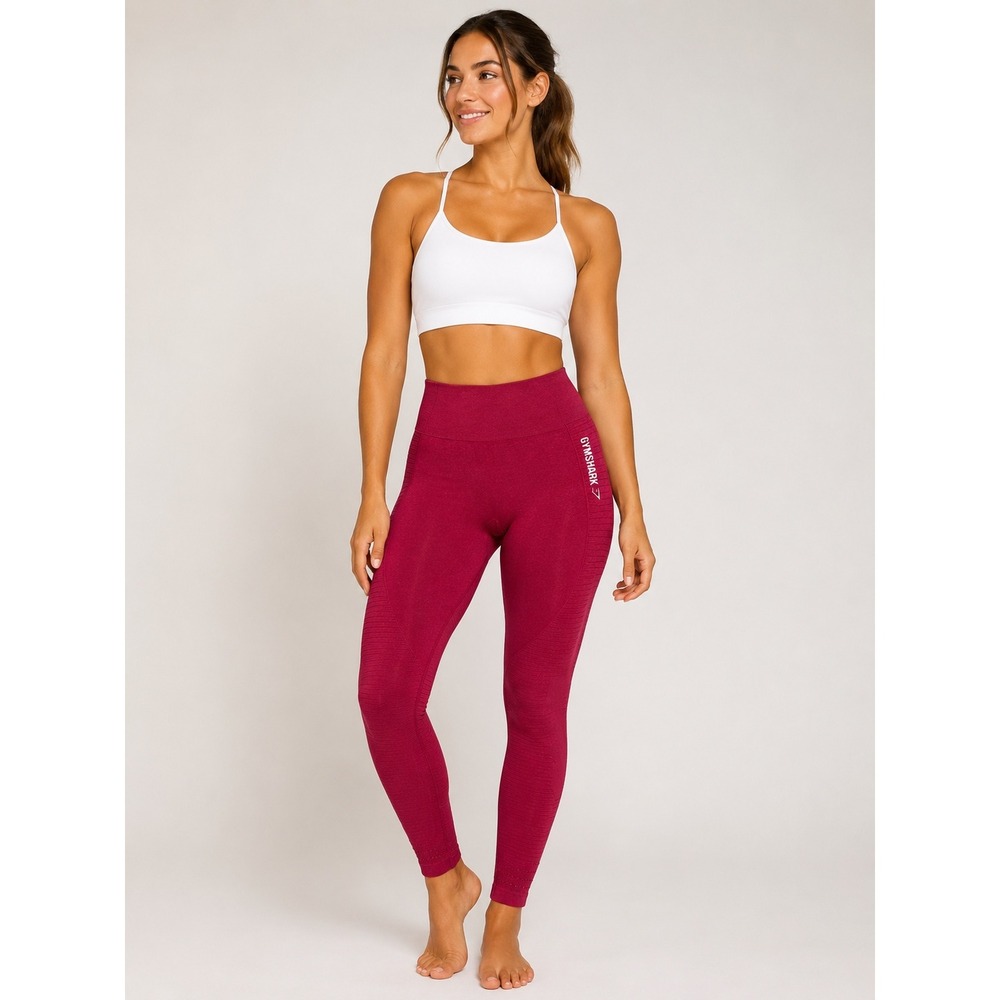 Gymshark Energy+ Seamless Leggings Berry Red High Waisted Eyelet Detail Small